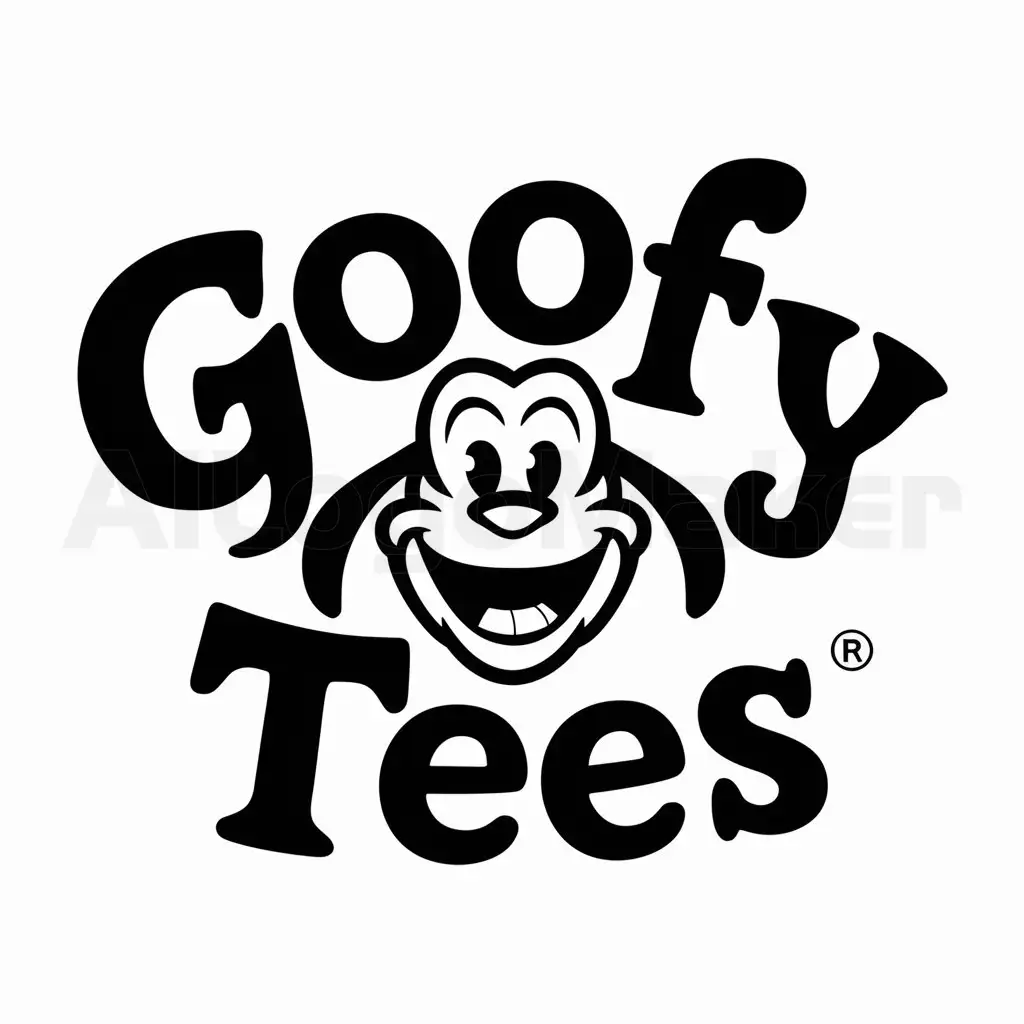 a logo design,with the text "Goofy Tees", main symbol:Silly looking faced mascot,Moderate,clear background
