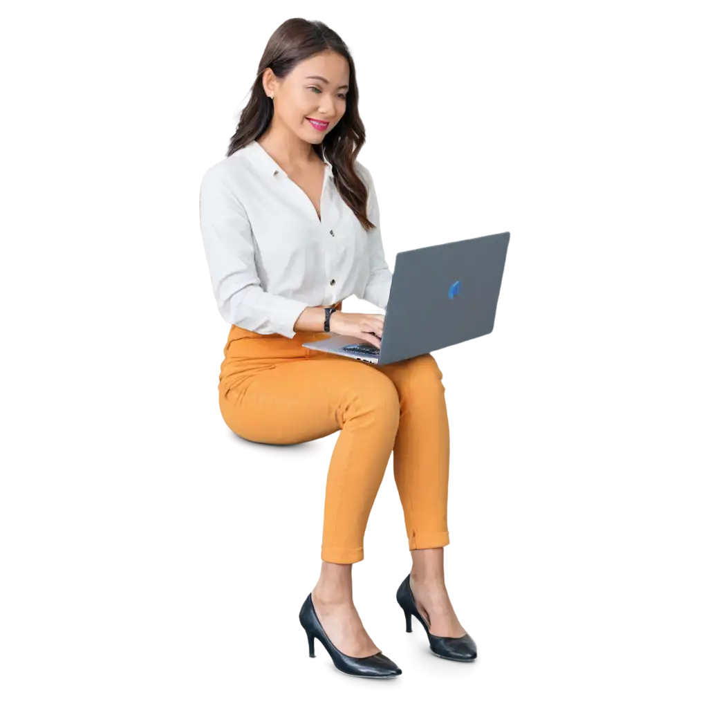 Beautiful-Filipino-Lady-Using-Laptop-HighQuality-PNG-Image-for-Online-Representation