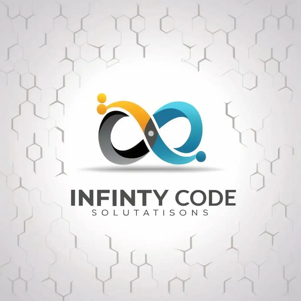 a logo design,with the text "infinity code solutions", main symbol:Infinity,Minimalistic,clear background