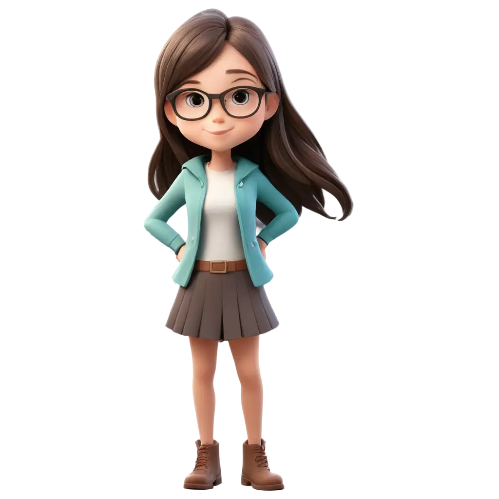 cute cartoon girl with glasses