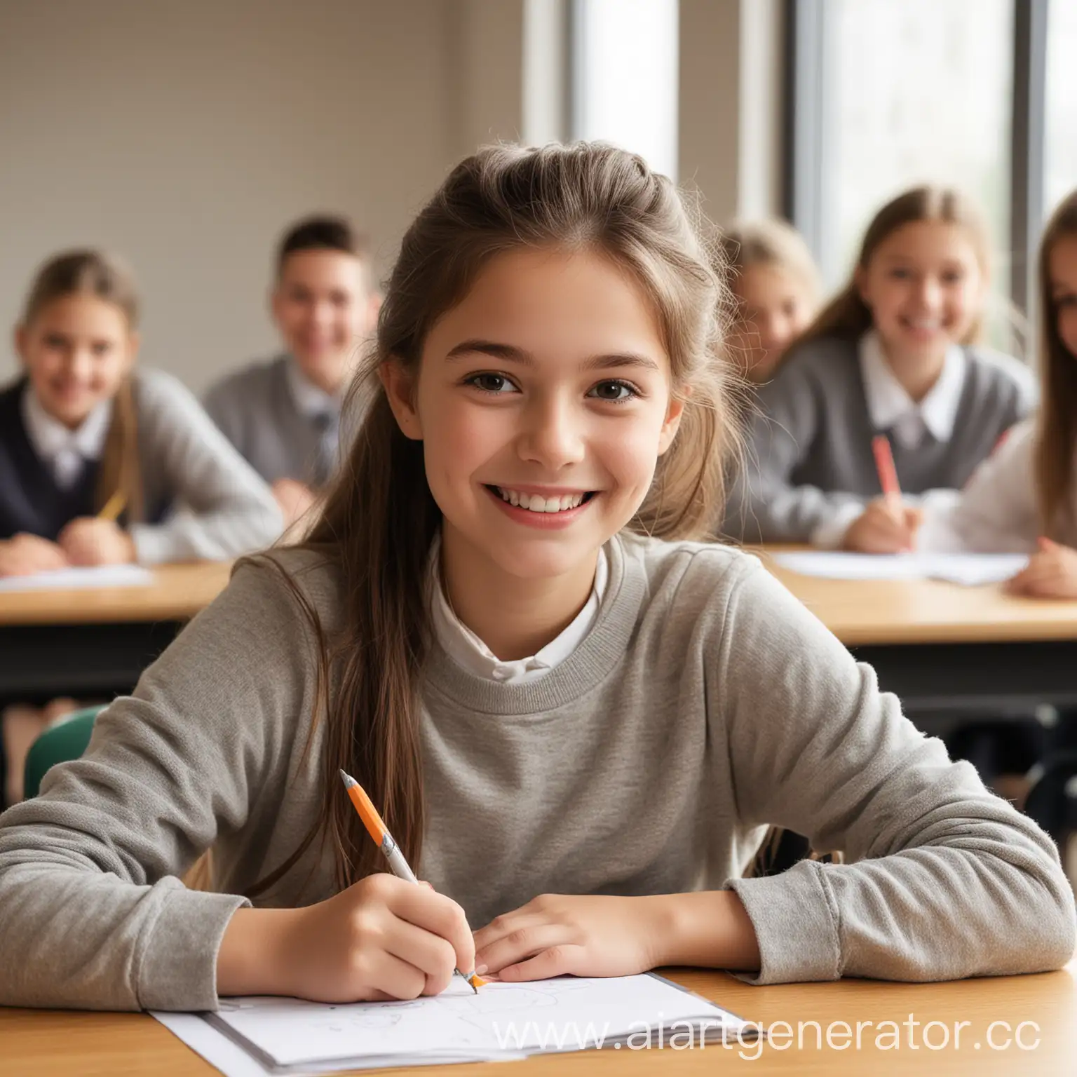 Happy-Students-Smiling-at-Desks-in-Classroom-Setting