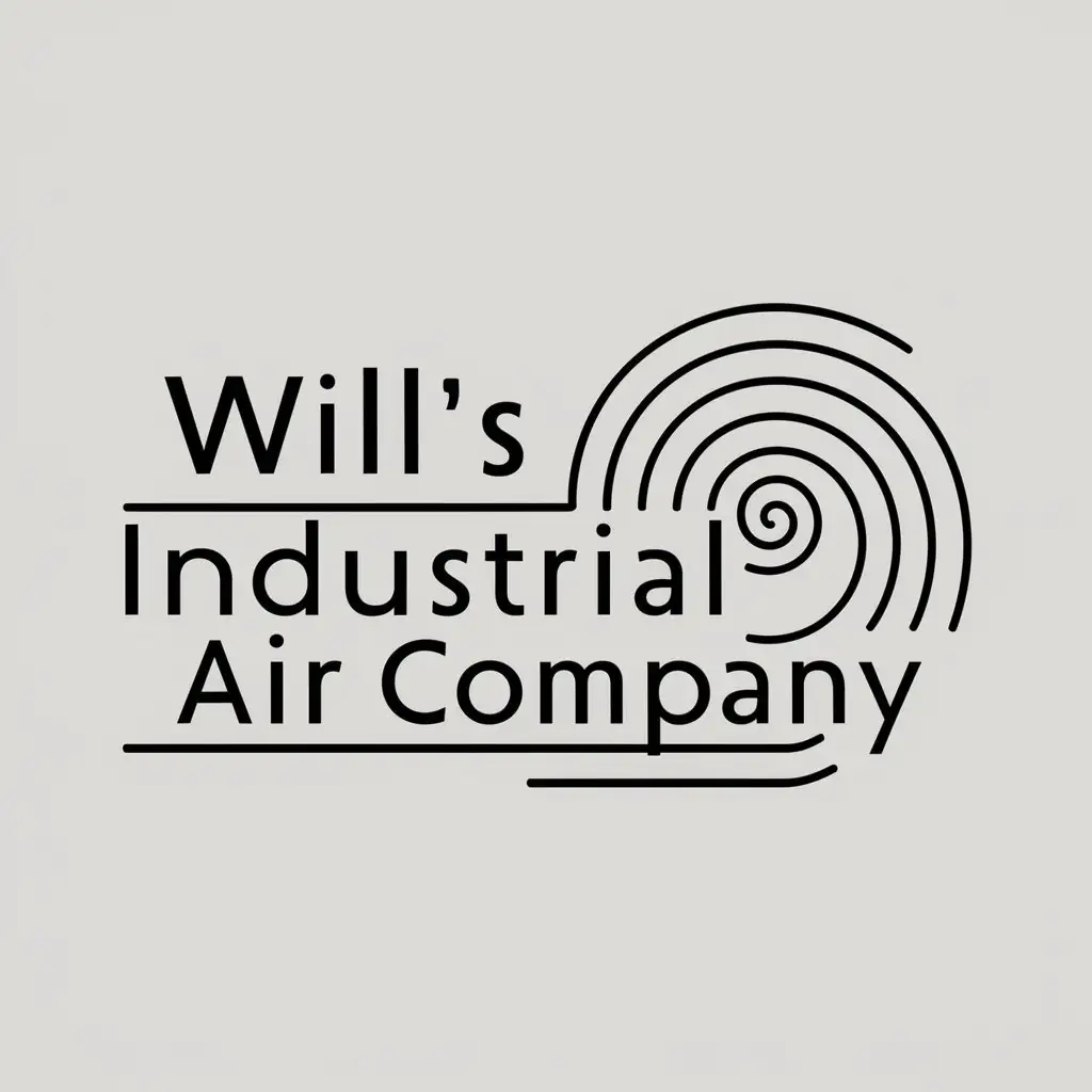 a logo design,with the text 'Will's Industrial Air Company', main symbol:spiral,Minimalistic,clear background, WIAC CENTERED AT THE BOTTOM