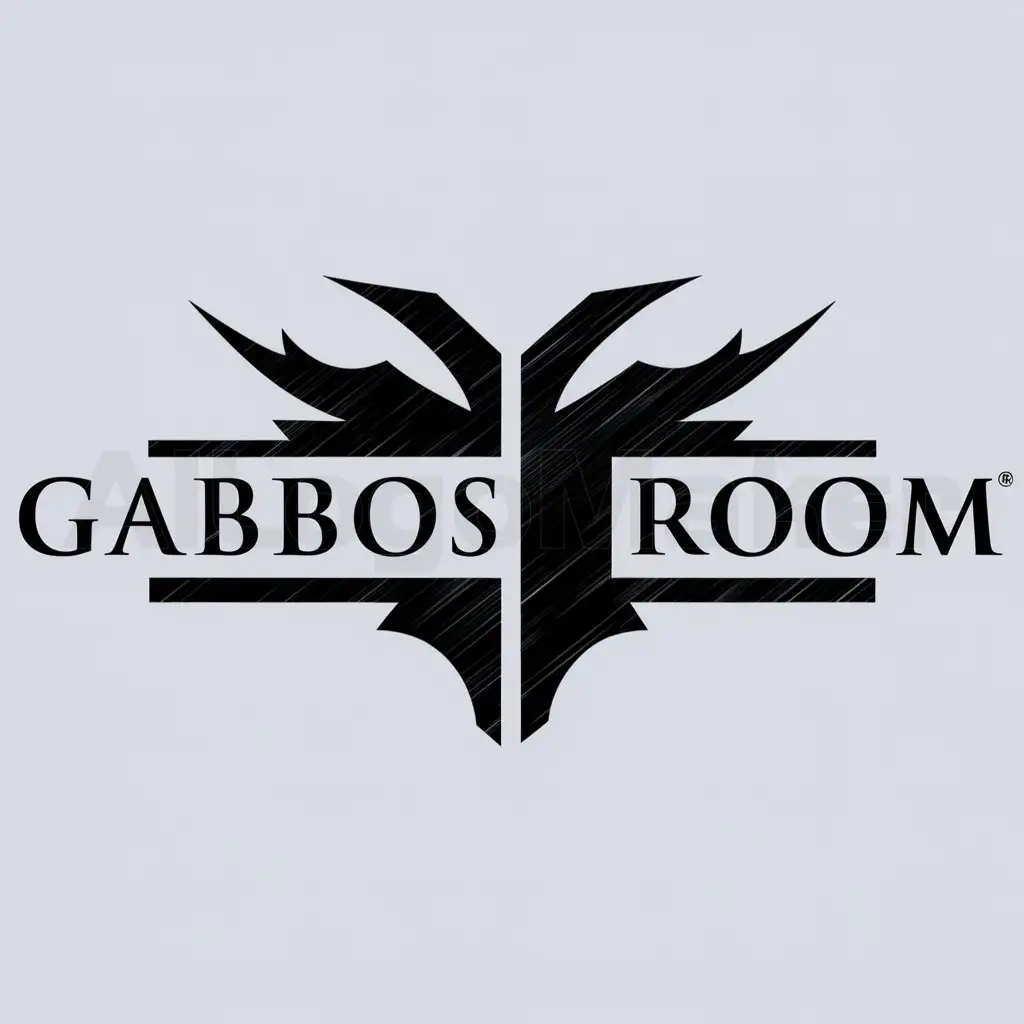 a logo design,with the text "Gabbos room", main symbol:dark souls,complex,be used in videojuegos industry,clear background