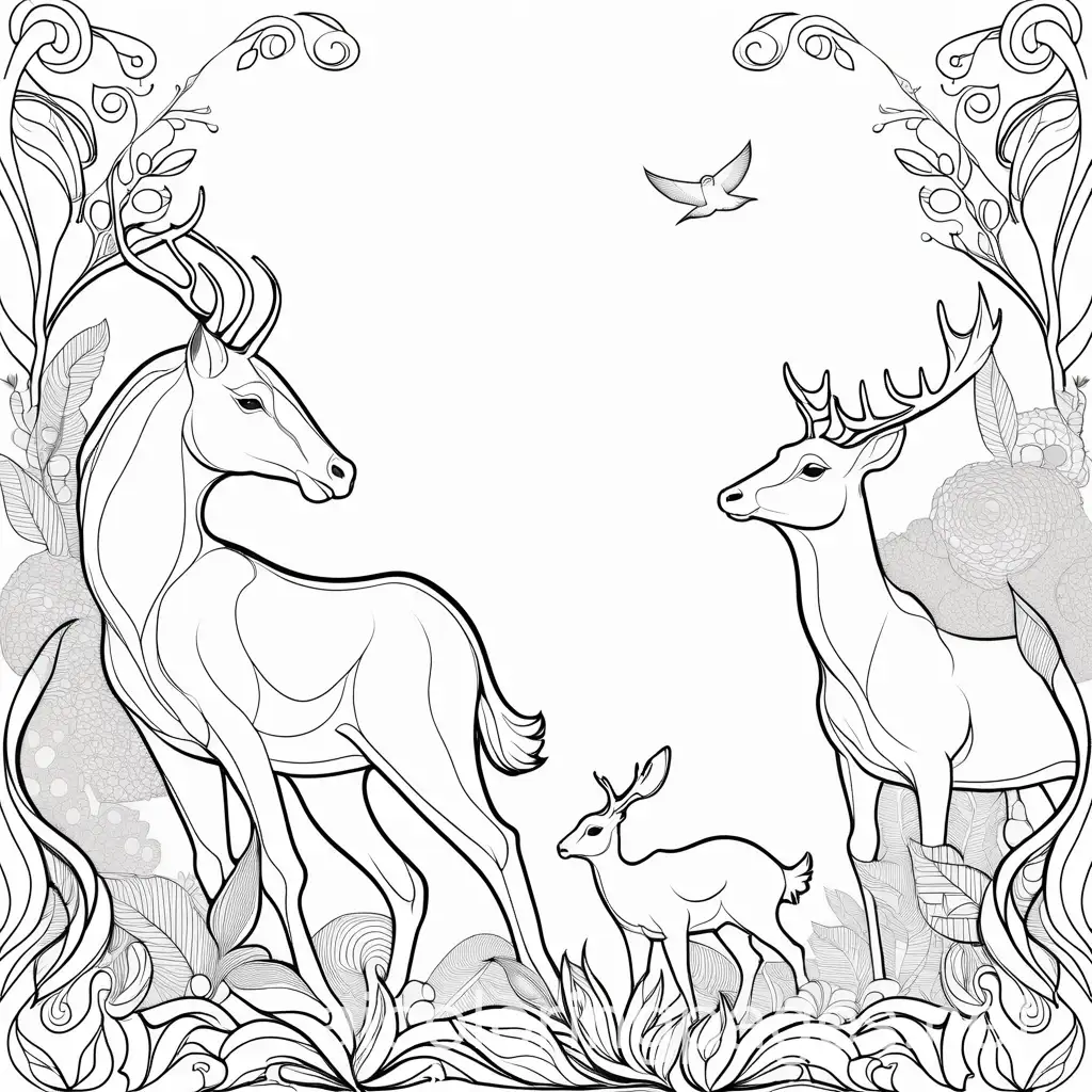Animal, Coloring Page, black and white, line art, white background, Simplicity, Ample White Space.