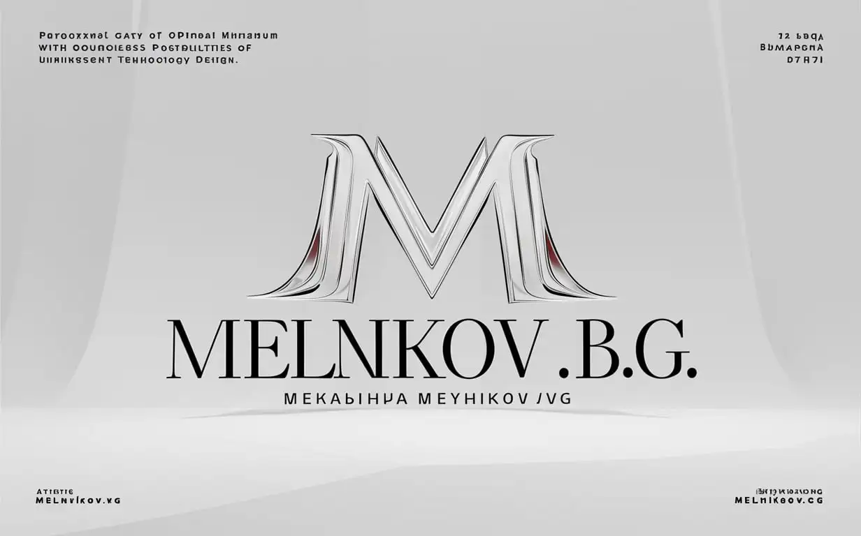 Analog of logo 'Melnikov.VG', author style 'Paradoxical reality optimal minimum luminous technology design', absolutely clean white background, -no© Melnikov.VG, melnikov.vg, &z&o&b&r&a&z&h&e&n&i&e& <l>logo type</l> vibrant