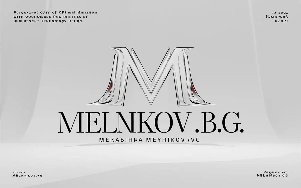 Аналог логотипа "Melnikov.VG", авторский стиль "Парадоксальная реальность оптимального минимума безграничных возможностей люминофорной технологии дизайна", абсолютно чистый белый задний фон, --no© Melnikov.VG, melnikov.vg, %и%з%о%б%р%а%ж%е%н%и%е% %л%о%г%о%т%и%п%а% %б%е%з% %т%е%к%с%т%а% %и% %a%i% %в%ы%е%б%о%н%о%в%