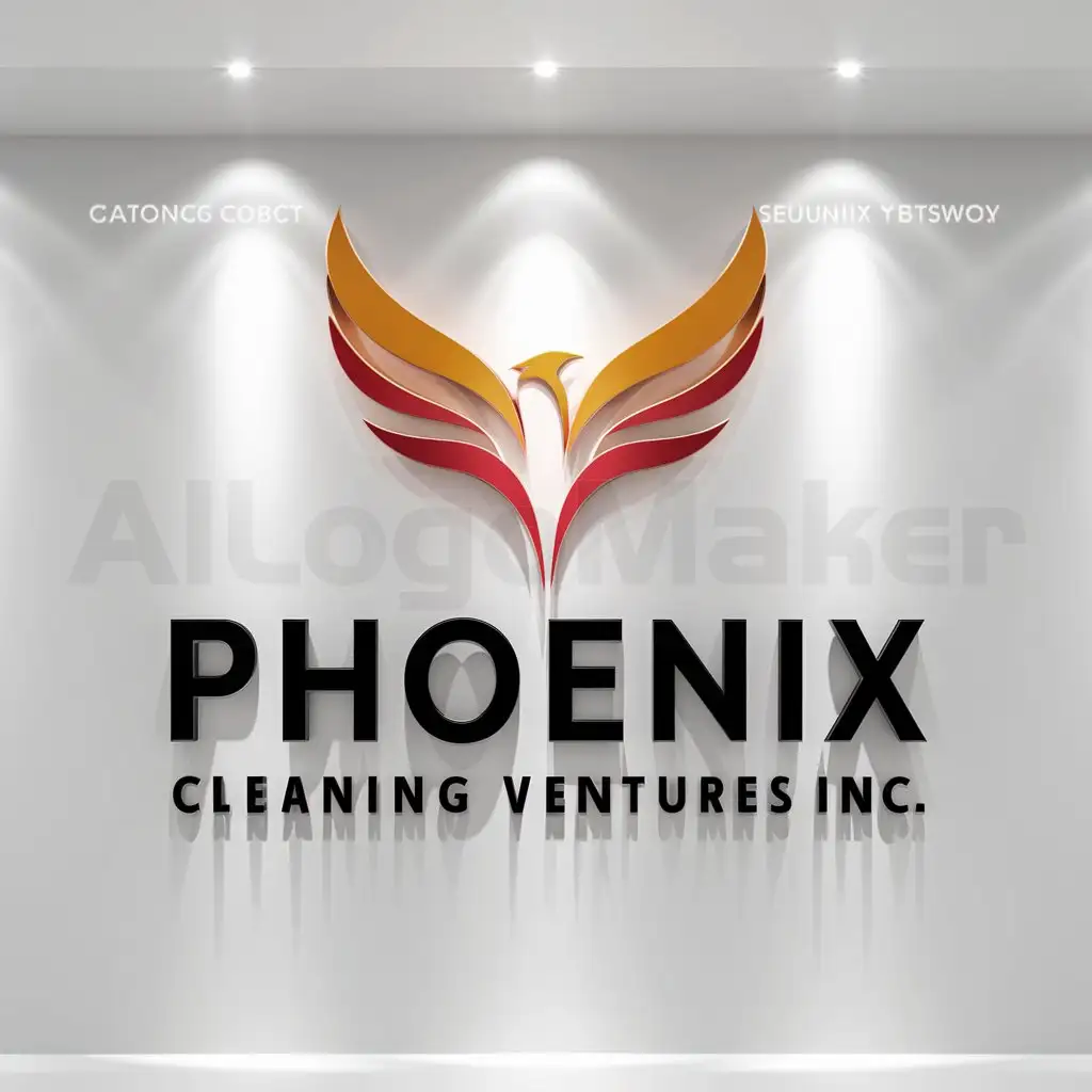 a logo design,with the text "PHOENIX CLEANING VENTURES INC.", main symbol:phoenix bird,complex,be used in Others industry,clear background