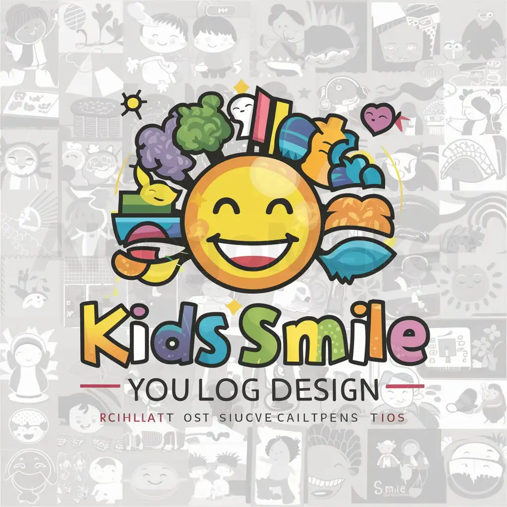 a logo design,with the text "kids smile", main symbol:cheerful theme logo for children to quickly understand and easily remember, with the inscription 'kids smile' and featuring traditional and modern images,complex,be used in Others industry,clear background
