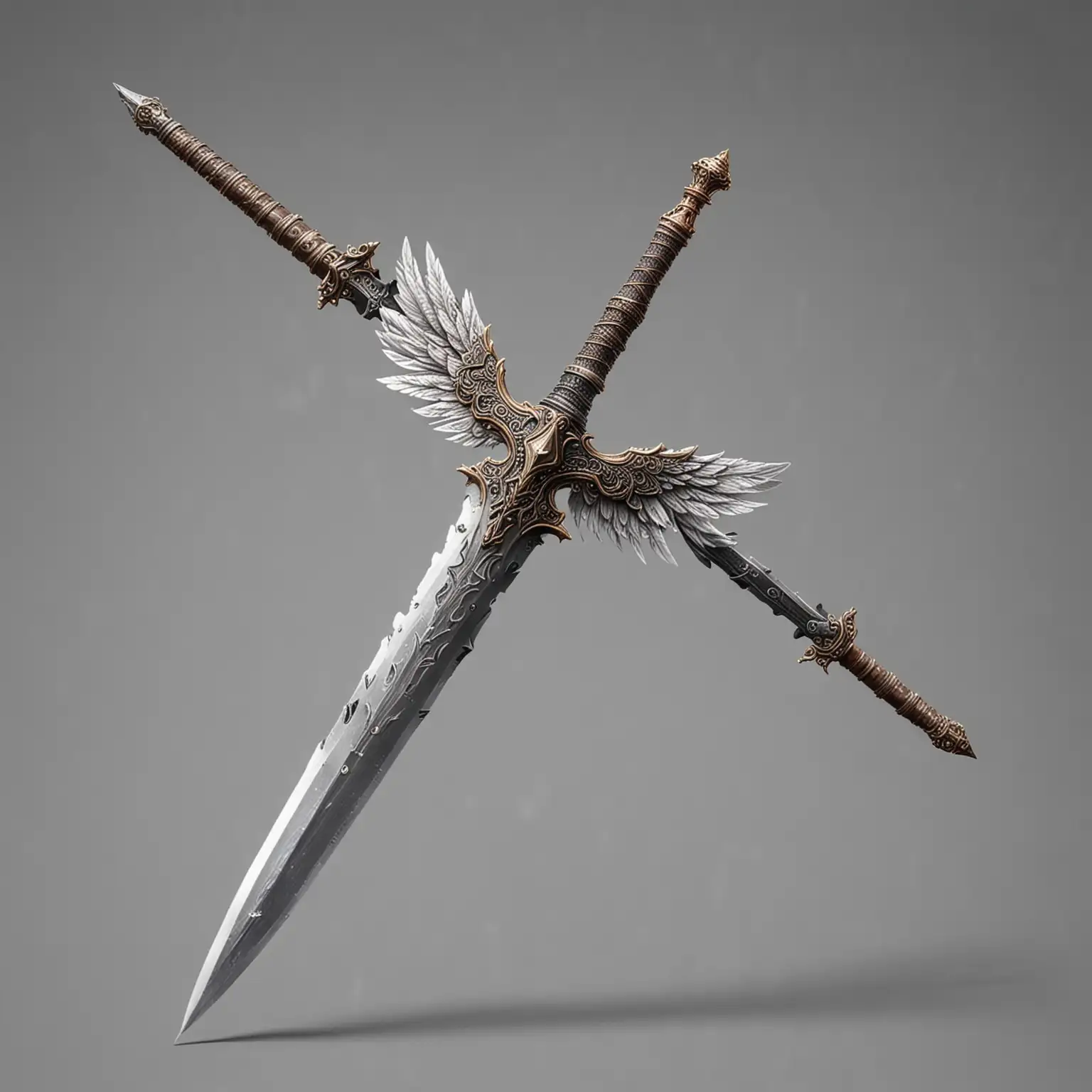 Realistic Sword with Little Wings Floating in the Air