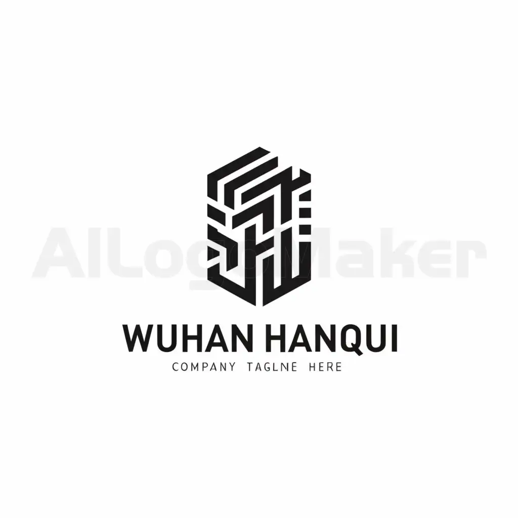 a logo design,with the text "Wuhan Hanqi", main symbol:Architecture/Mechanical and Electrical,Minimalistic,be used in Construction industry,clear background