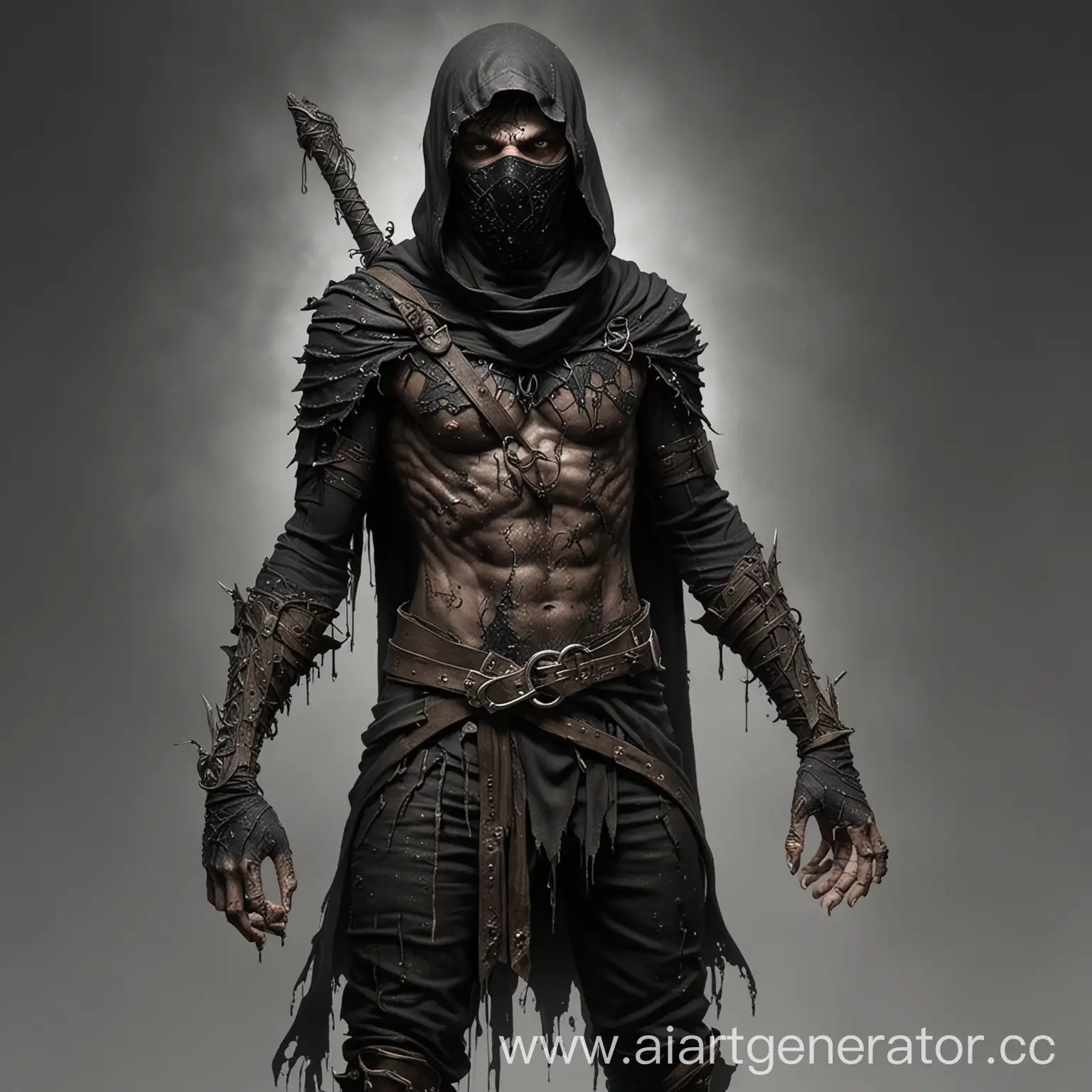 Ethereal-HalfElf-Warrior-with-Staff-Prosthetic-in-Tattered-Balaclava