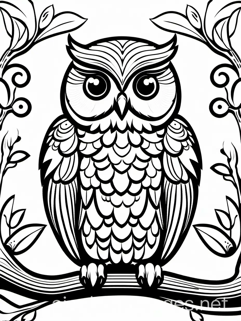 Adorable-Owlet-Coloring-Page-Simple-Black-and-White-Line-Art-for-Kids