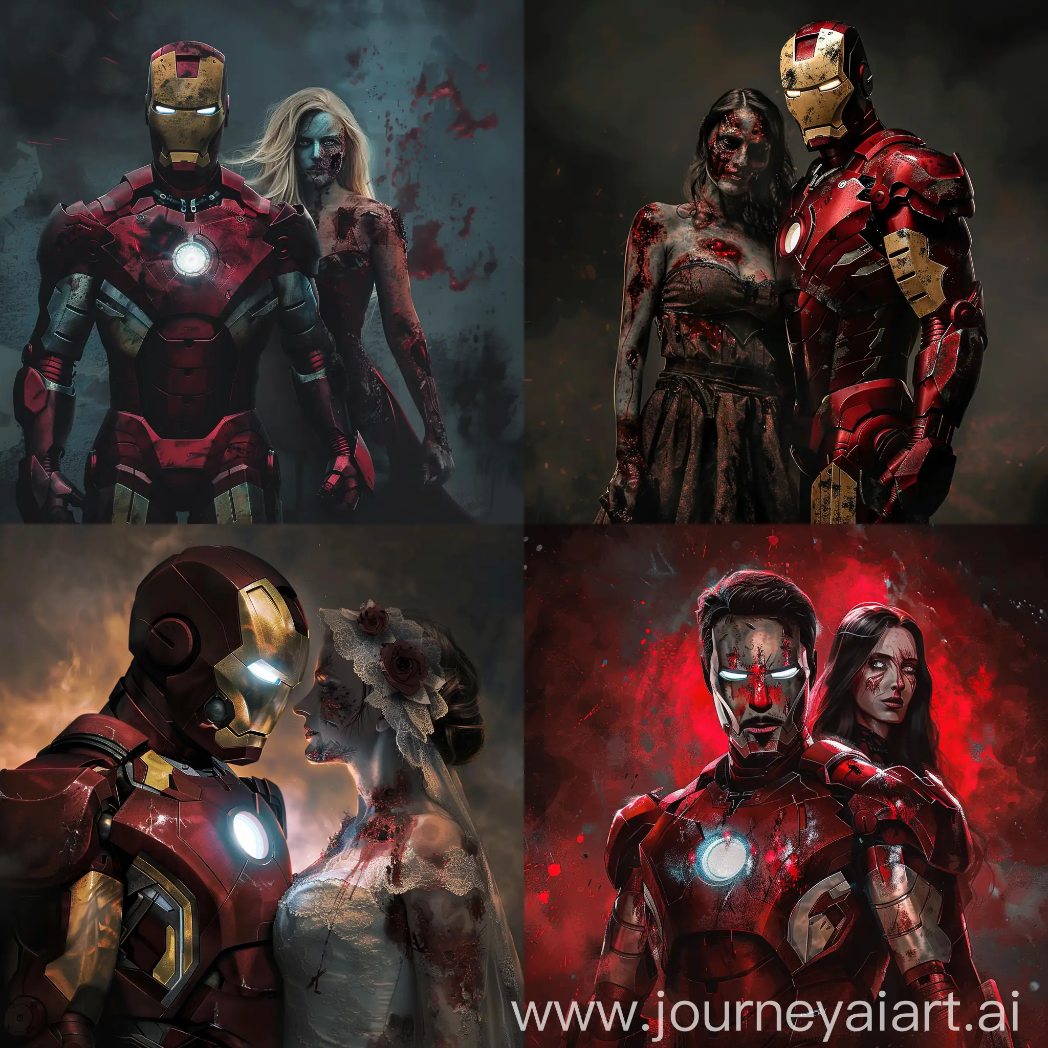 Try iron man in horror style, with his wife 