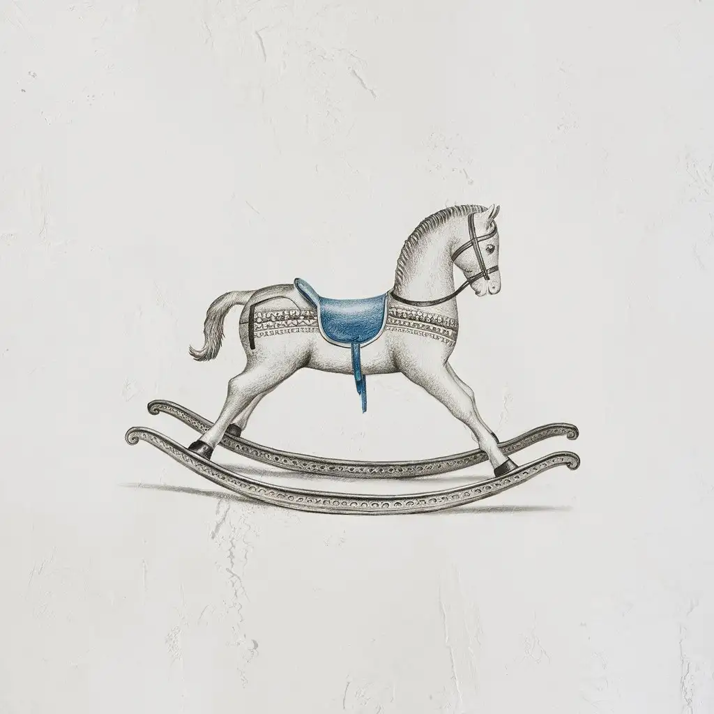 Realistic-Pencil-Drawing-of-a-Rocking-Horse-on-White-Background