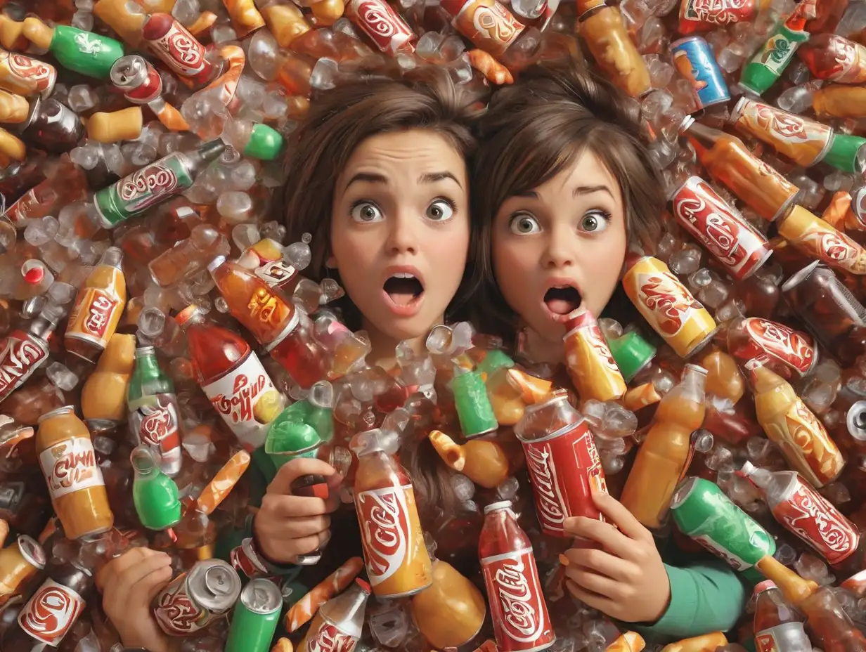 Group of People Surrounded by Unhealthy Sweet Sodas