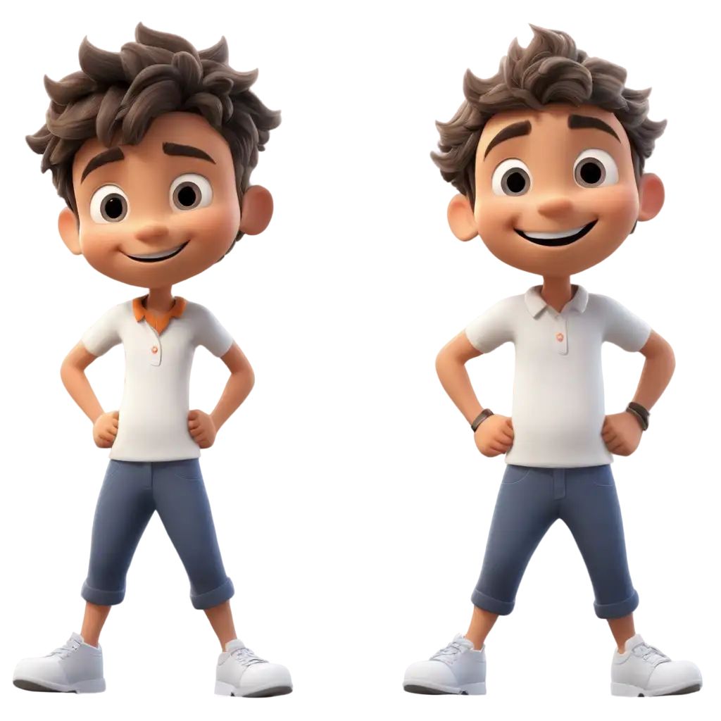 3D cartoon kids smiling 