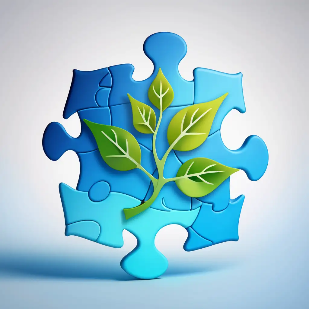 Creative Puzzle Piece Icon with Growing Seedling