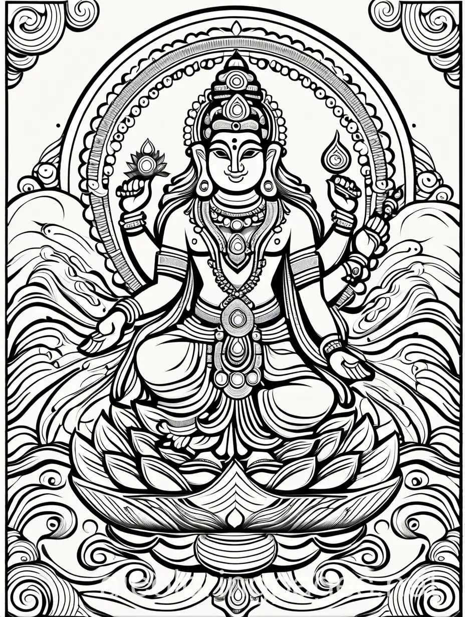 Hindu-Guardians-of-the-Directions-Coloring-Page-Black-and-White-Line-Art-on-White-Background