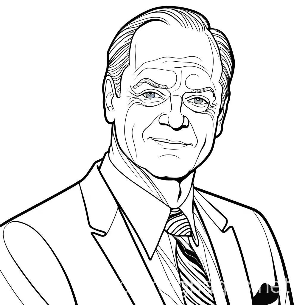 Frasier crane, Coloring Page, black and white, line art, white background, Simplicity, Ample White Space. The background of the coloring page is plain white to make it easy for young children to color within the lines. The outlines of all the subjects are easy to distinguish, making it simple for kids to color without too much difficulty