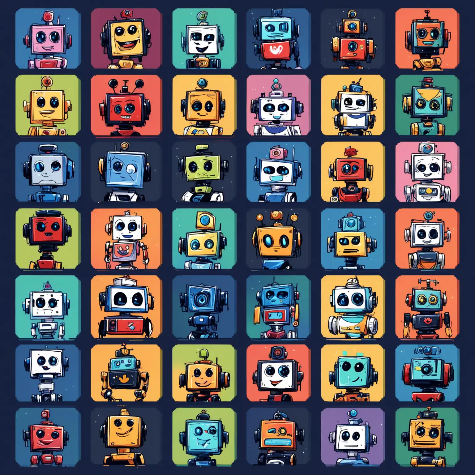 used for social media robot icons, Disney style