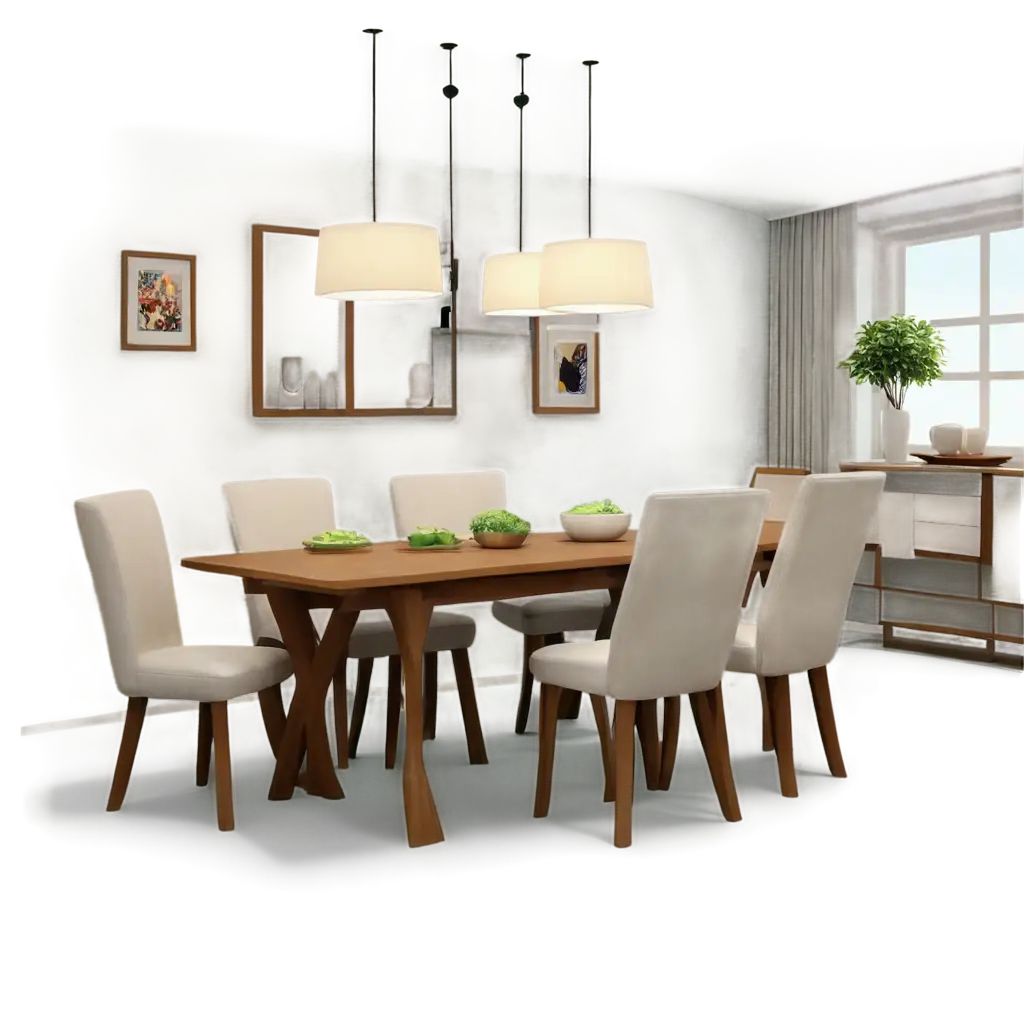 cartoon realistic dinning room 