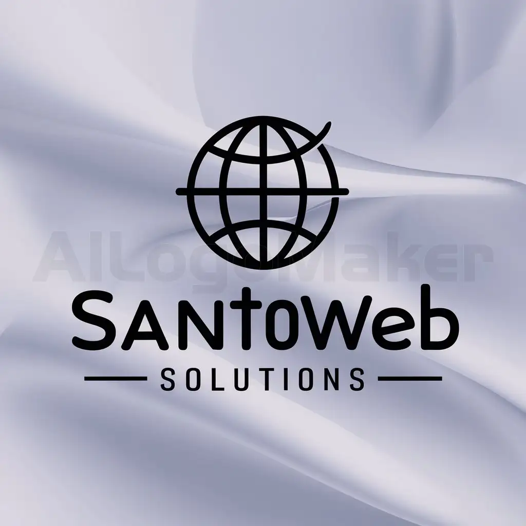 a logo design,with the text "SantoWeb Solutions", main symbol:un globo del mundo, representing the connection to internet,Moderate,clear background
