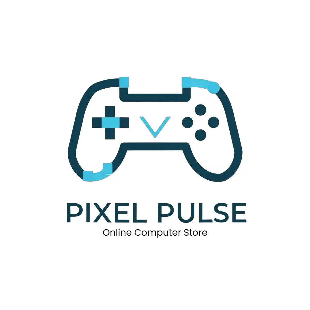 a logo design,with the text "Pixel Pulse", main symbol:create a logo brand for the computer online store in concept gamer teenager minimalist style name Pixel Pulse blue color main,Minimalistic,be used in Technology industry,clear background