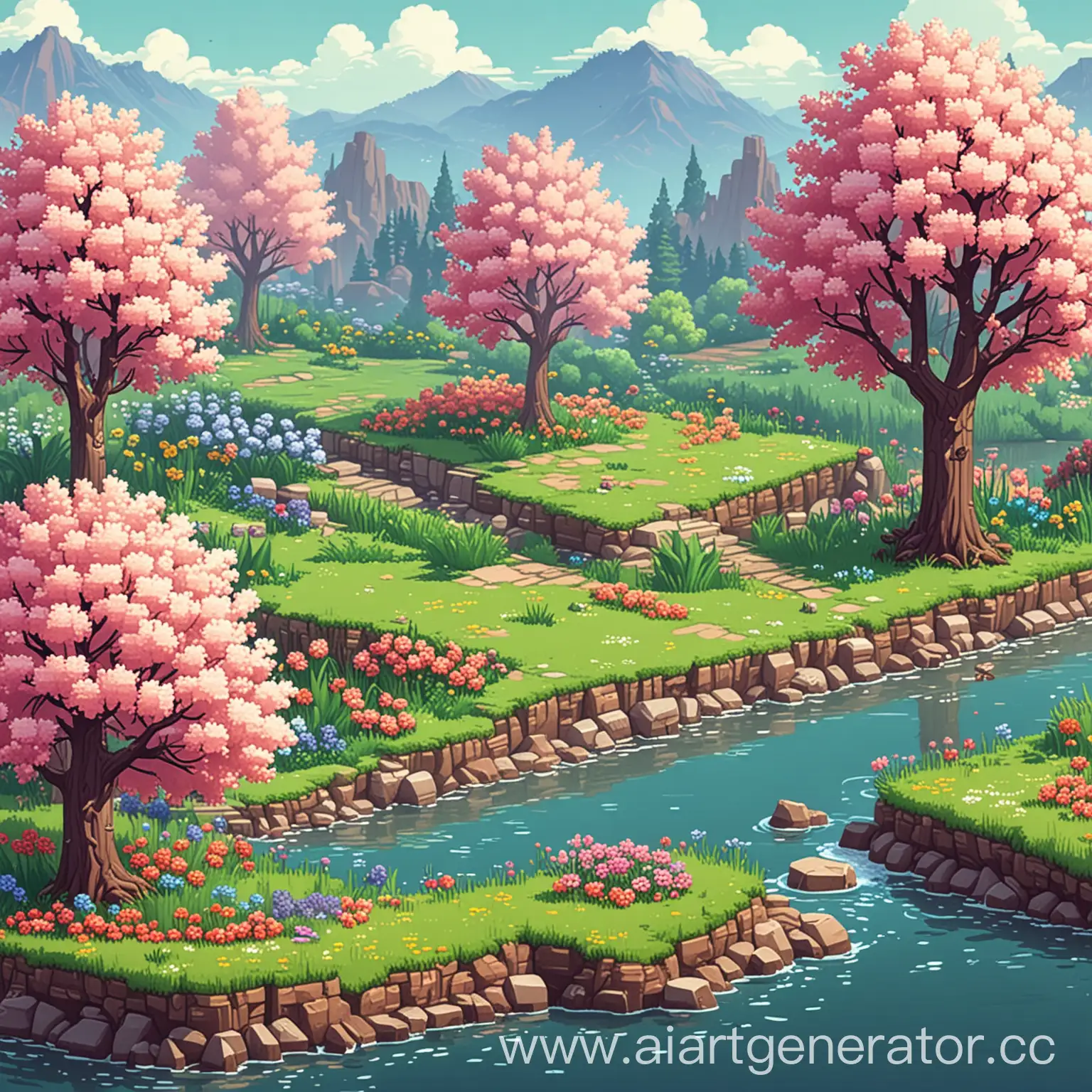пиксельная картинка для фона 2д игры весна