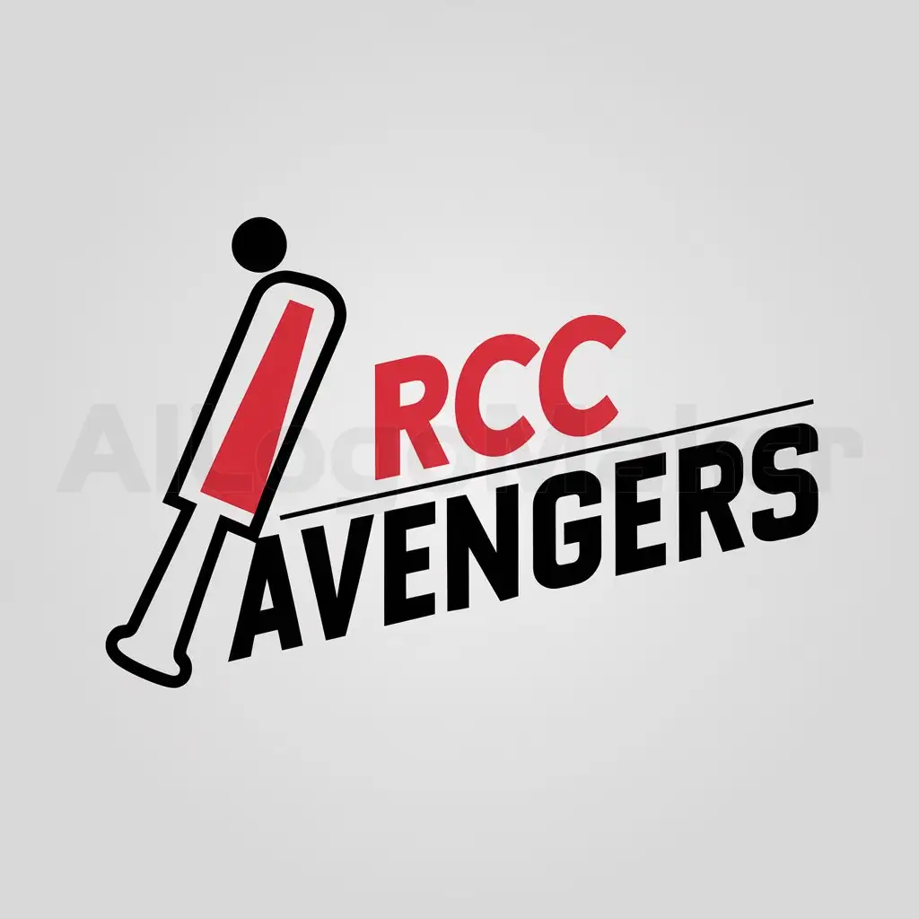 a logo design,with the text "RCC AVENGERS", main symbol:Cricket Team,Moderate,clear background