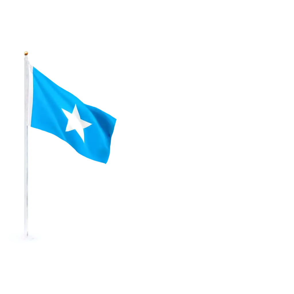create somalia flag the blue flag with star in the middle waving on a small post, show the star 


