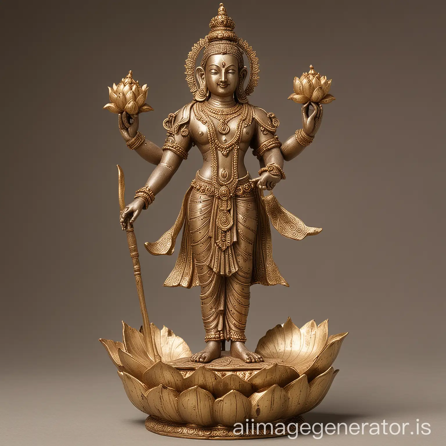 Standing Vishnu deity on lotus