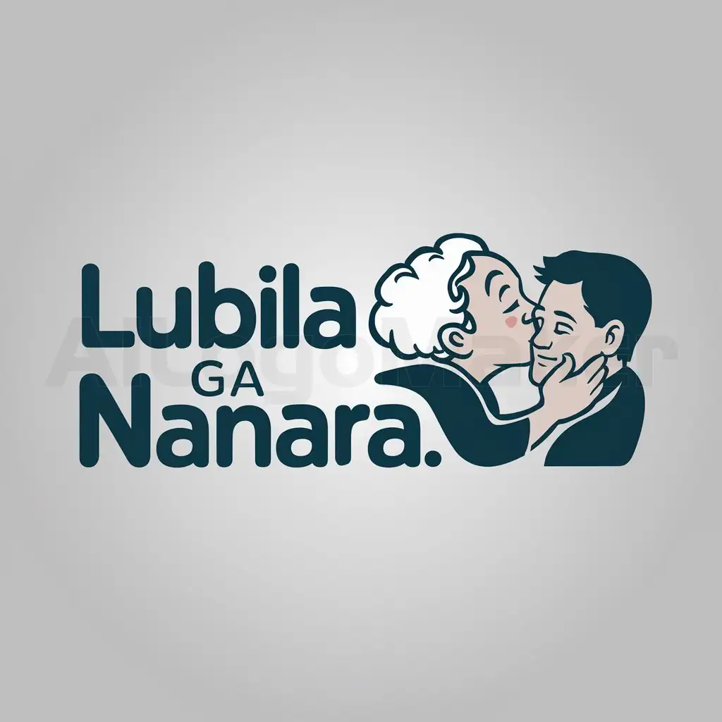 a logo design,with the text "Lubila ga Nanara", main symbol:Granny kissing a man in the head,Moderate,clear background