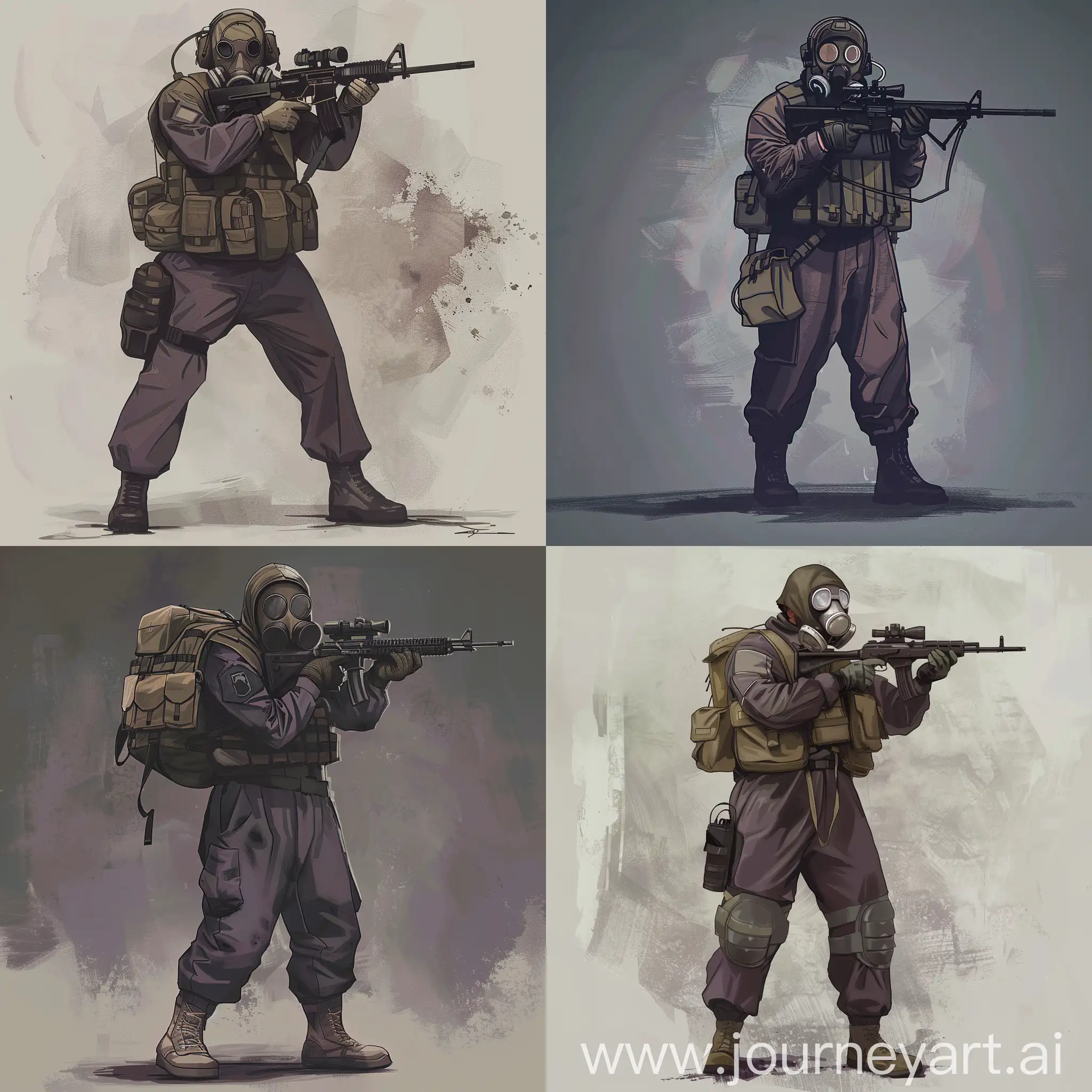 SAS-Operator-in-Dark-Purple-Military-Jumpsuit-with-Hazmat-Gas-Mask