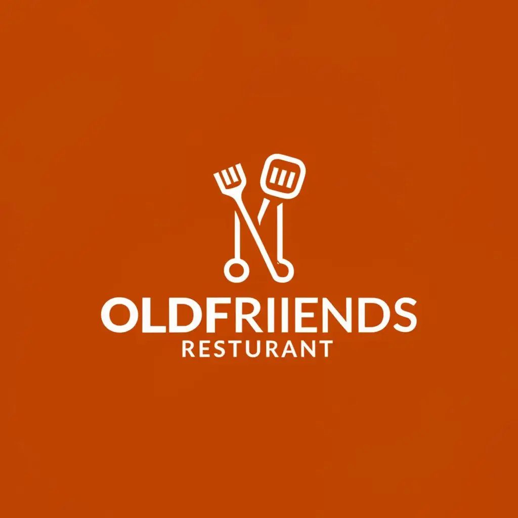 a logo design,with the text "OldFriends Restaurant", main symbol:food, restaurant utensils.,Minimalistic,be used in Restaurant industry,clear background