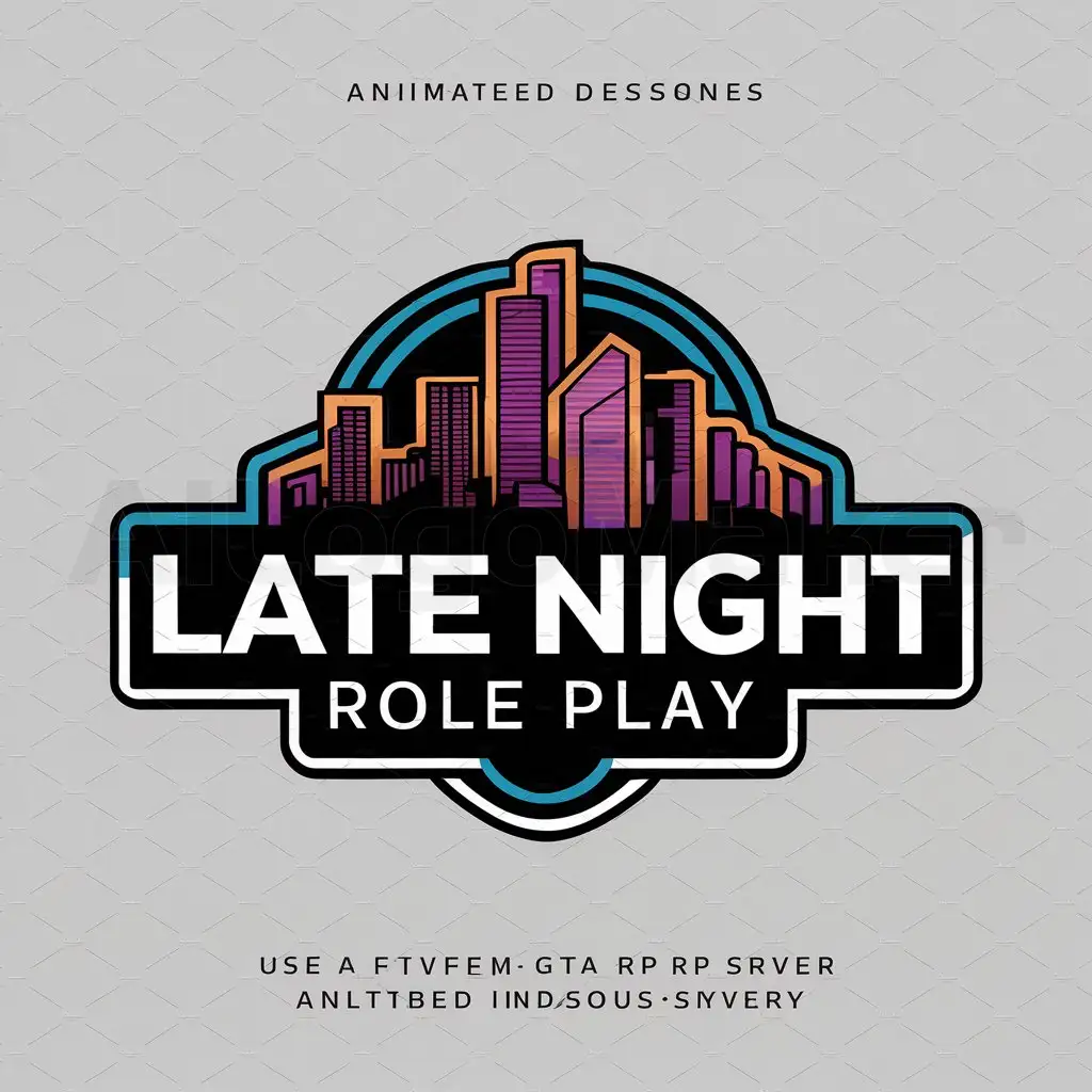 a logo design,with the text "LATE NIGHT ROLE PLAY", main symbol:The theme is downtown Los Angeles, It must write Los Angeles Roleplay on the logo and it must be animated as it's for a Fivem GTA RP Server,Moderate,be used in Others industry,clear background