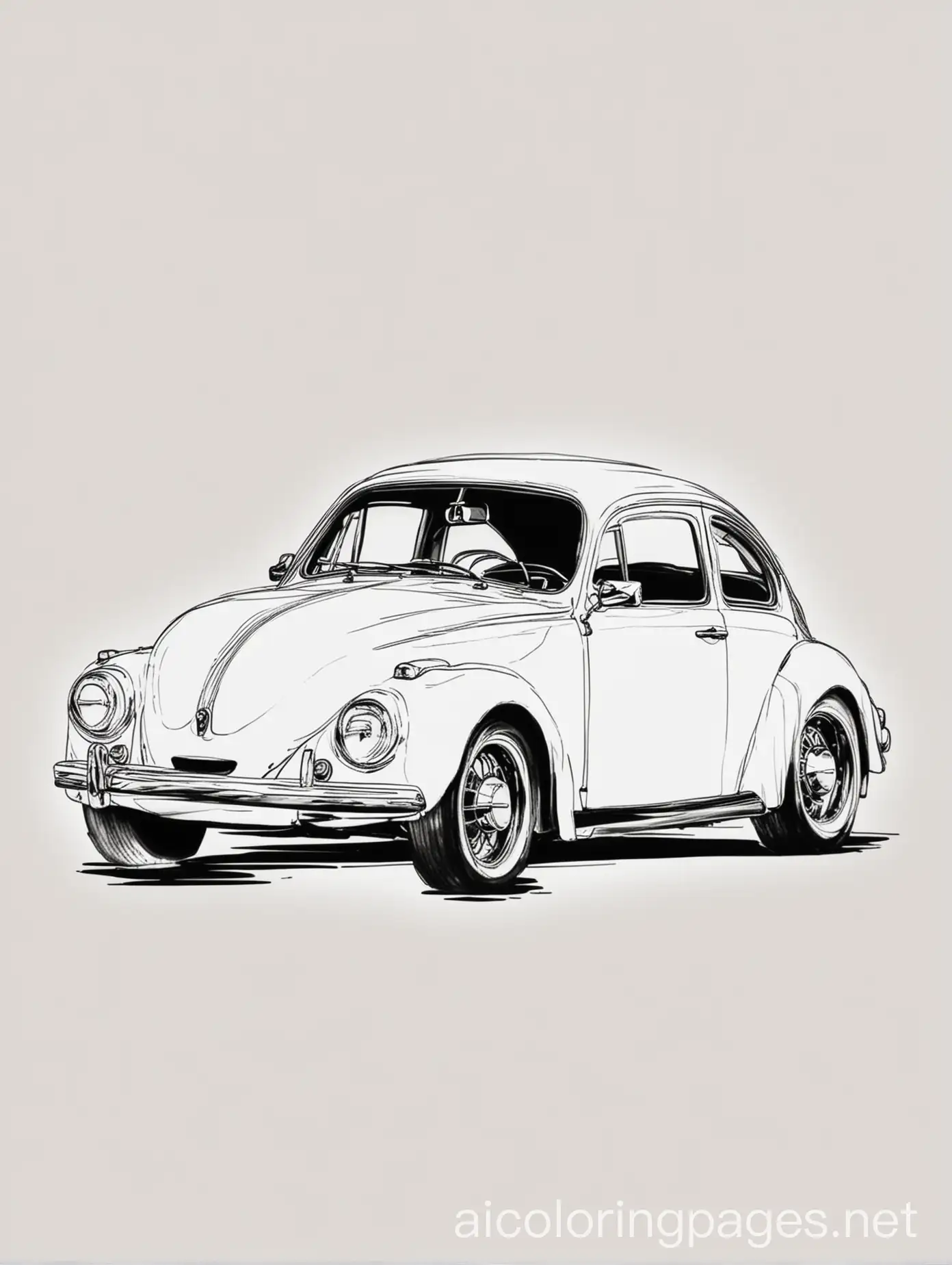 car, Coloring Page, black and white, line art, white background, Simplicity, Ample White Space