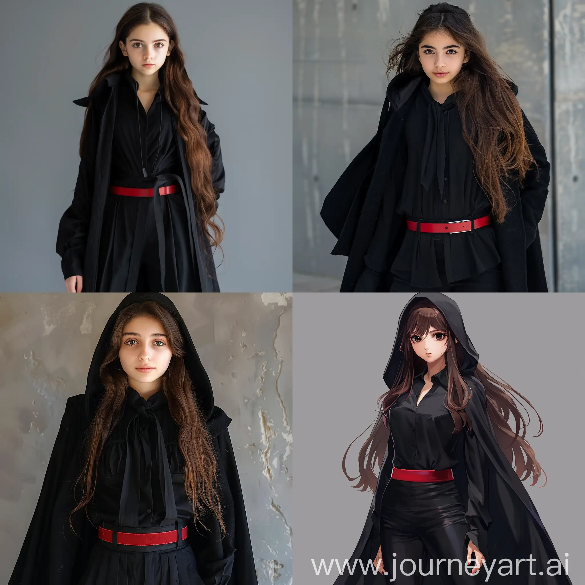 Stylish-Teen-Girl-in-Black-Outfit-with-Red-Accent-Belt