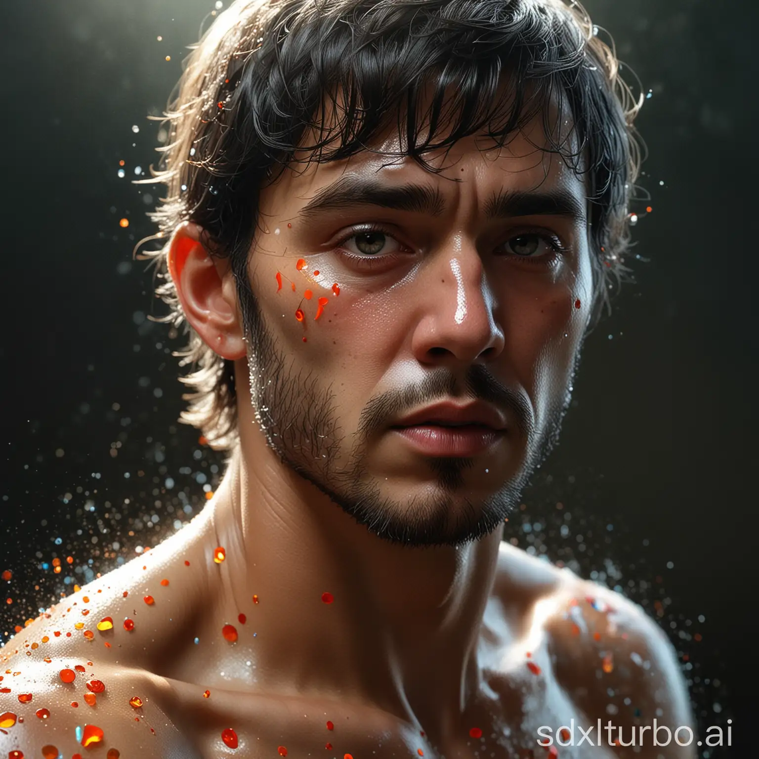 stunning male. perfect light, hyper realistic, intricate details, 3d render, by Mikhail Garmash, Yayoi Kusama, Broken Glass effect, no background, stunning, something that even doesn't exist, mythical being, energy, molecular, textures, iridescent and luminescent scales, breathtaking beauty, pure perfection, divine presence, unforgettable, impressive, breathtaking beauty, Volumetric light, auras, rays, vivid colors reflects, ultra hd, realistic, vivid colors, highly detailed, UHD drawing, pen and ink, perfect composition, beautiful detailed intricate insanely detailed octane render trending on artstation, 8k artistic photography, photorealistic concept art, soft natural volumetric cinematic perfect light, alpha male,