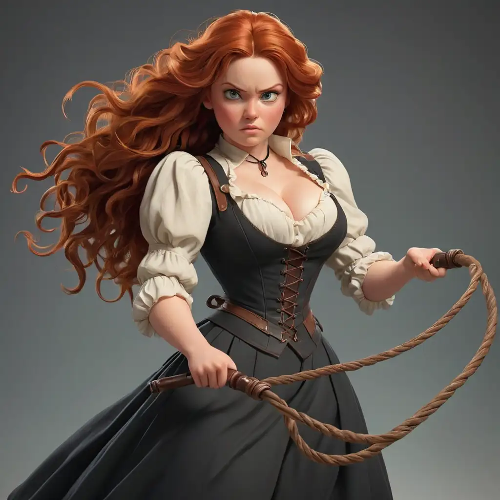 Passionate RedHaired German Girl with Whip in Realistic 3D Animation