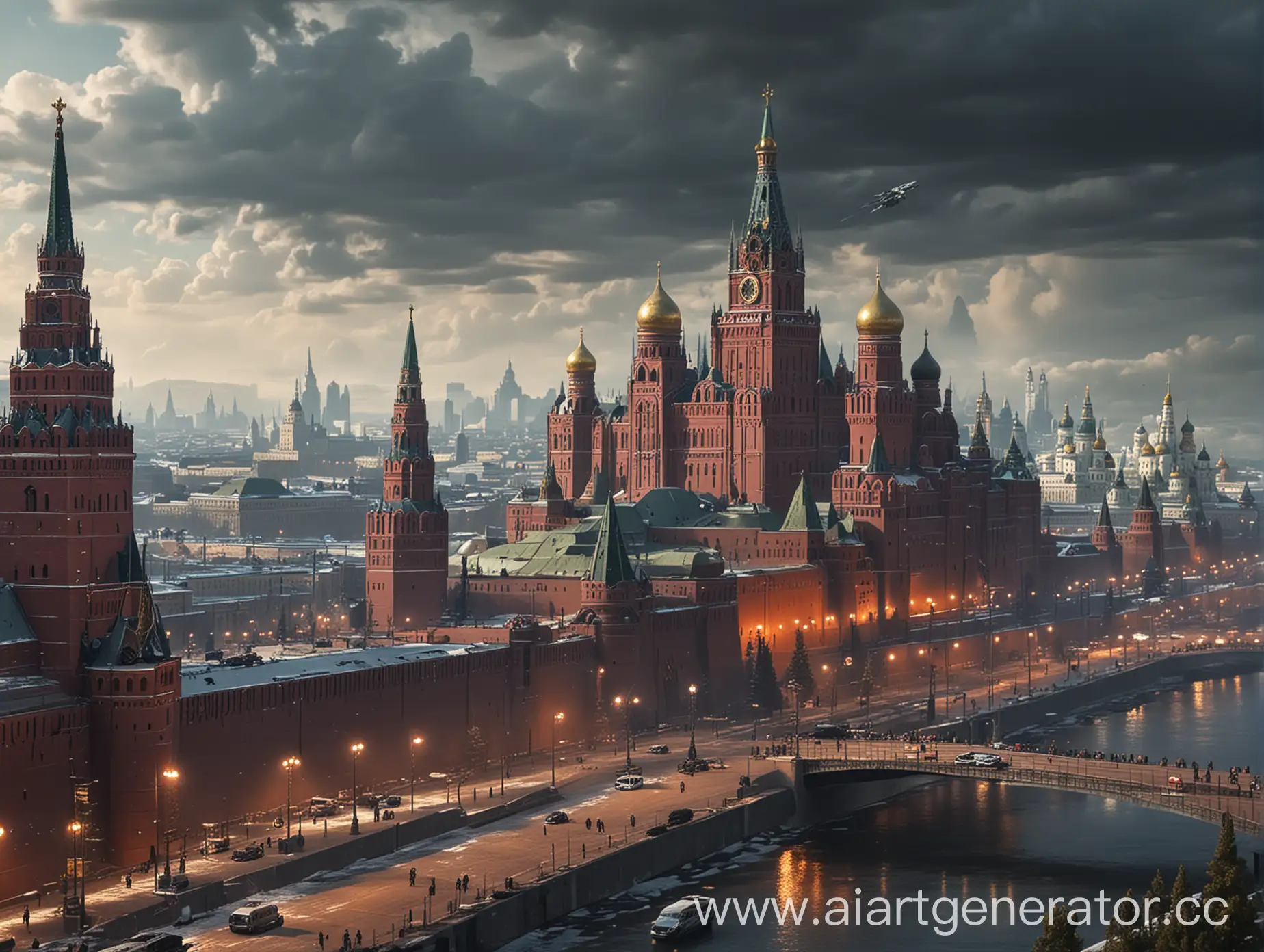 Futuristic-Cyberpunk-Moscow-Kremlin-at-Night