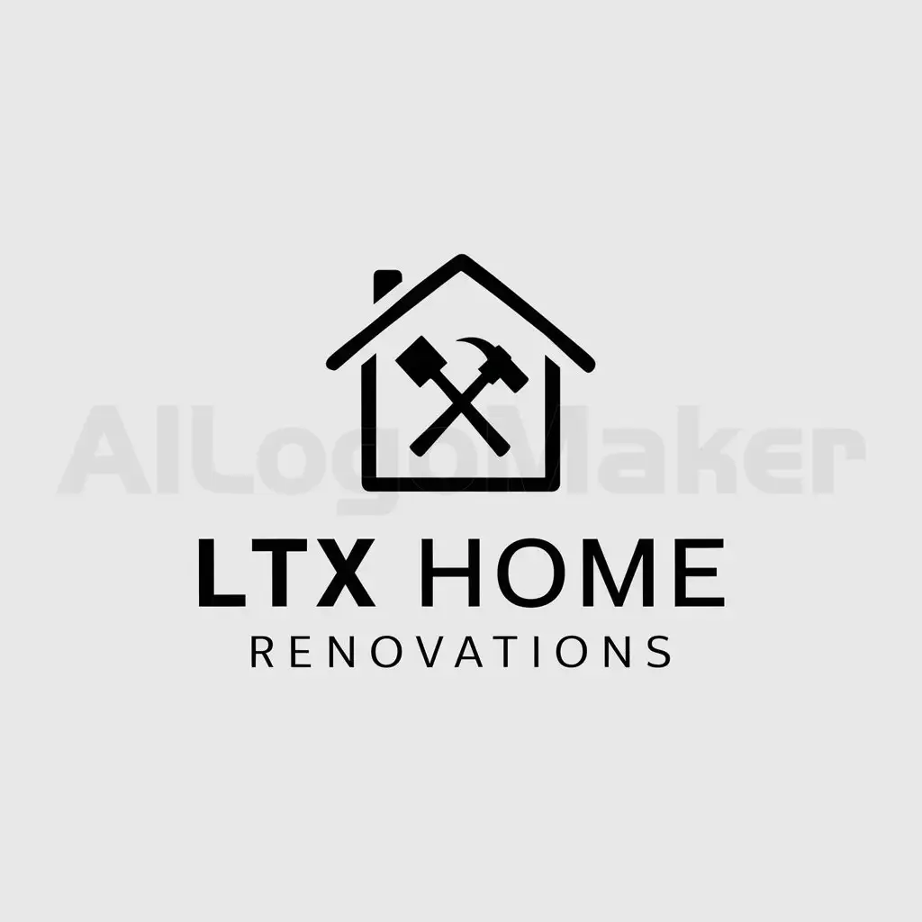 a logo design,with the text "LTX Home Renovations", main symbol:a house with construction tools,Minimalistic,clear background