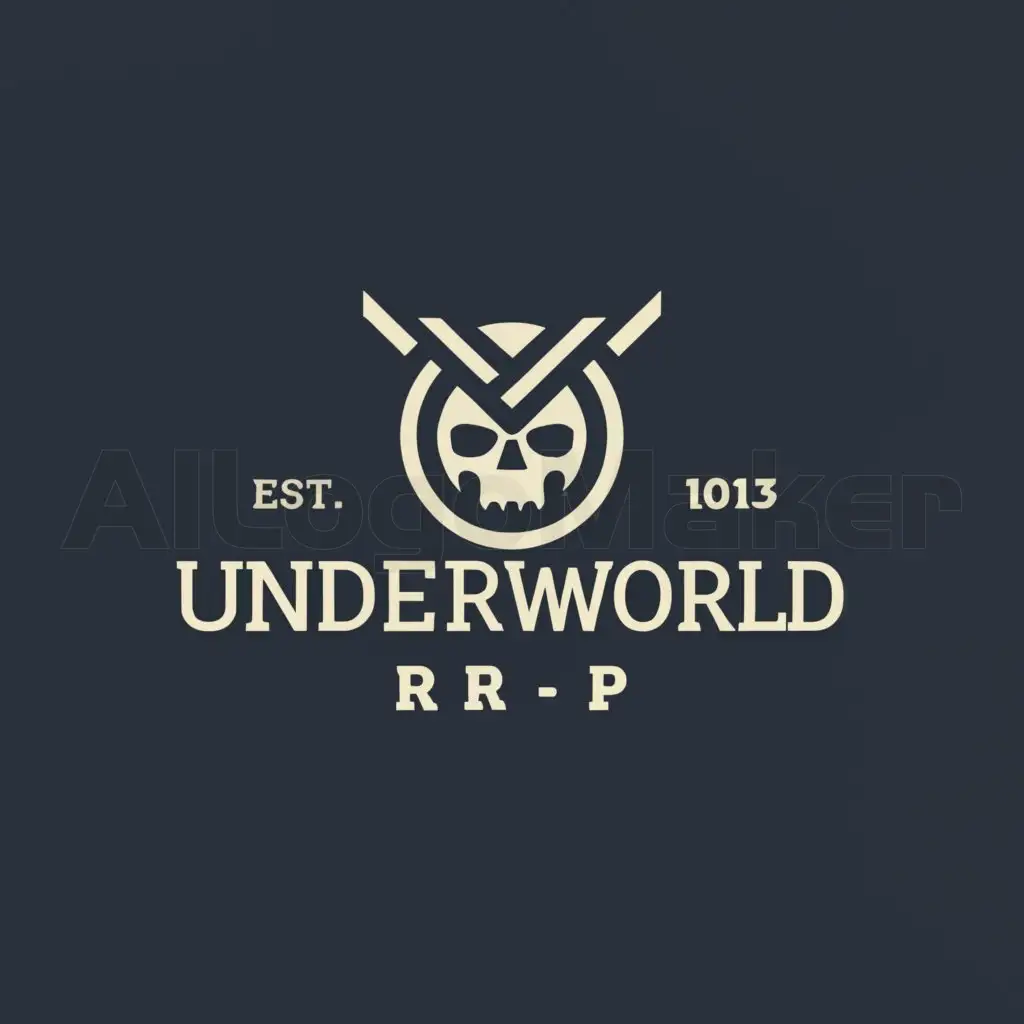 a logo design,with the text "UnderworldRP", main symbol:Hades,Minimalistic,clear background