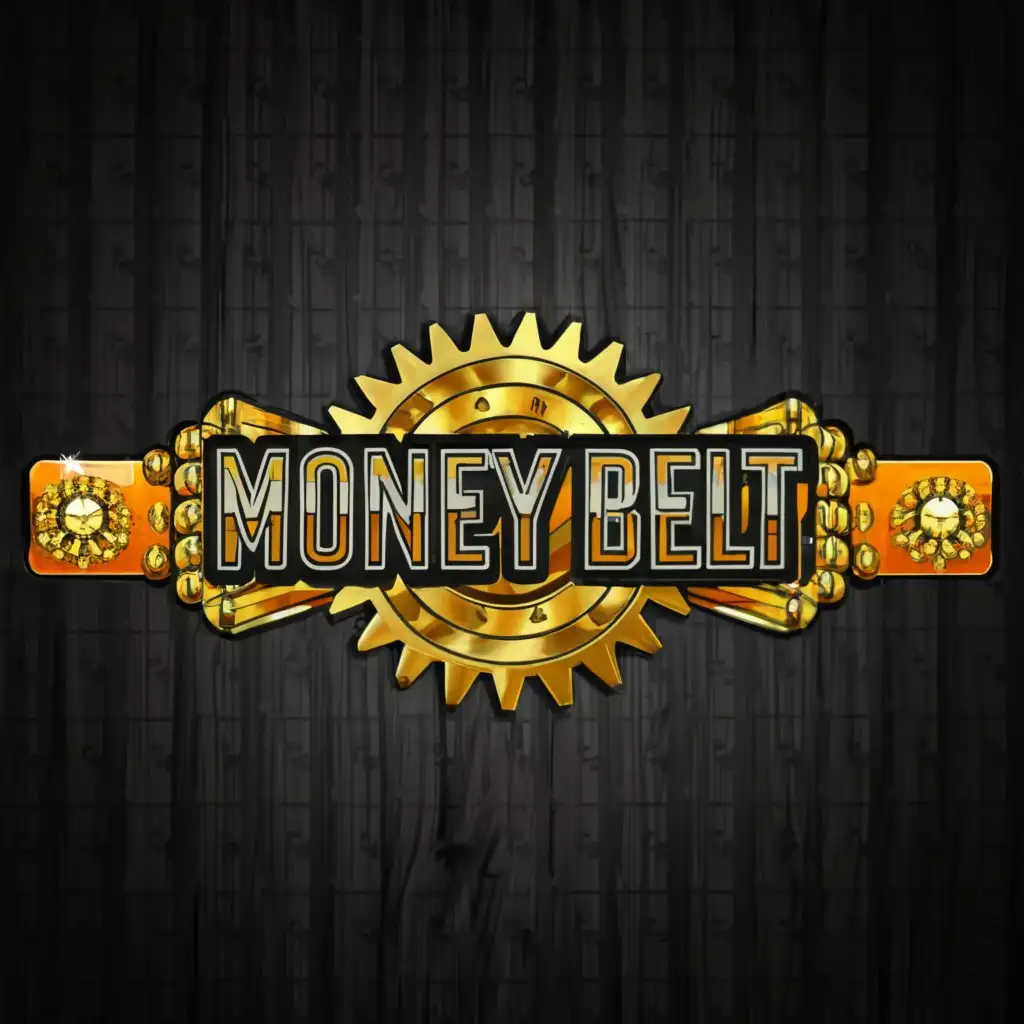 a logo design,with the text "Money Belt", main symbol:Belt, money, cogs, gold, gaming,Moderate,be used in Others industry,clear background