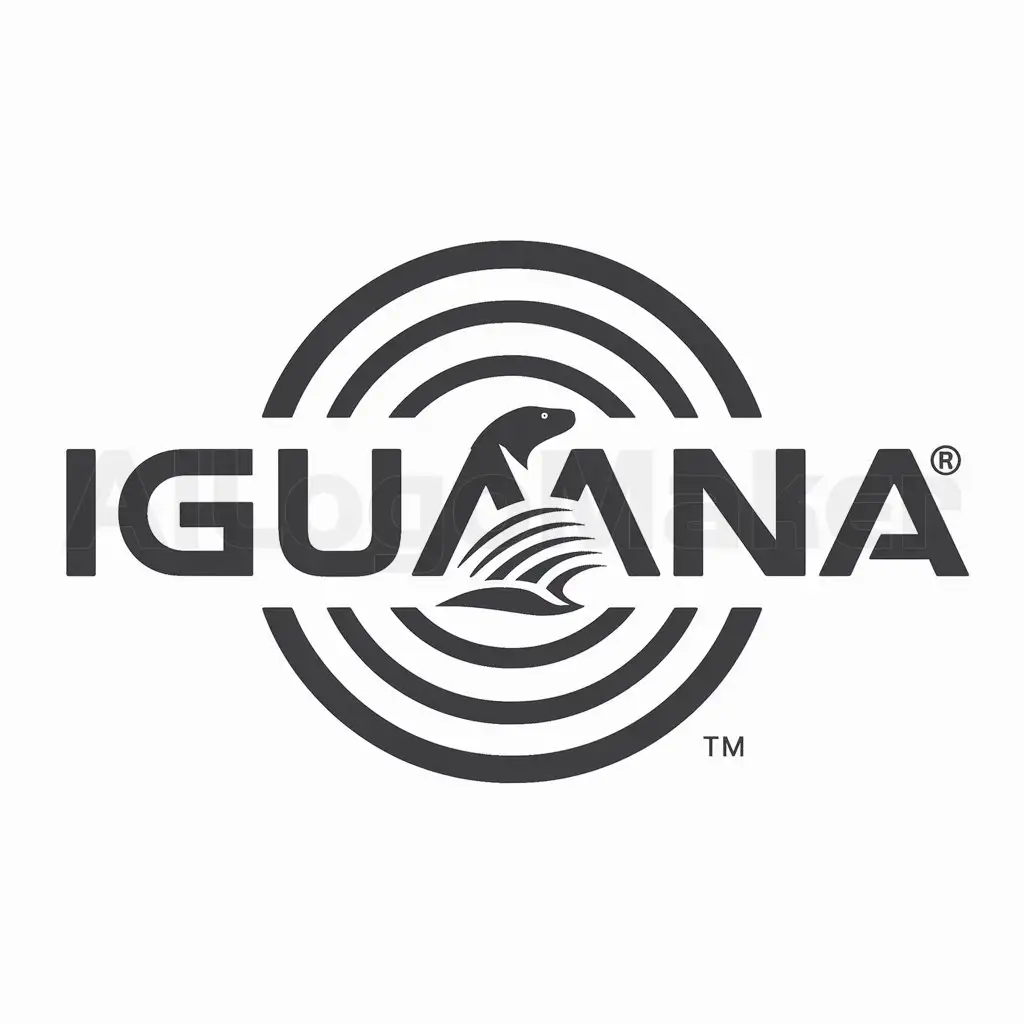 a logo design,with the text "Iguana", main symbol:a logo design, with the text 'Iguana', main symbol: iguana, wave, concentric rings, Moderate, be used in industry technology, clear background,Moderate,be used in Technology industry,clear background