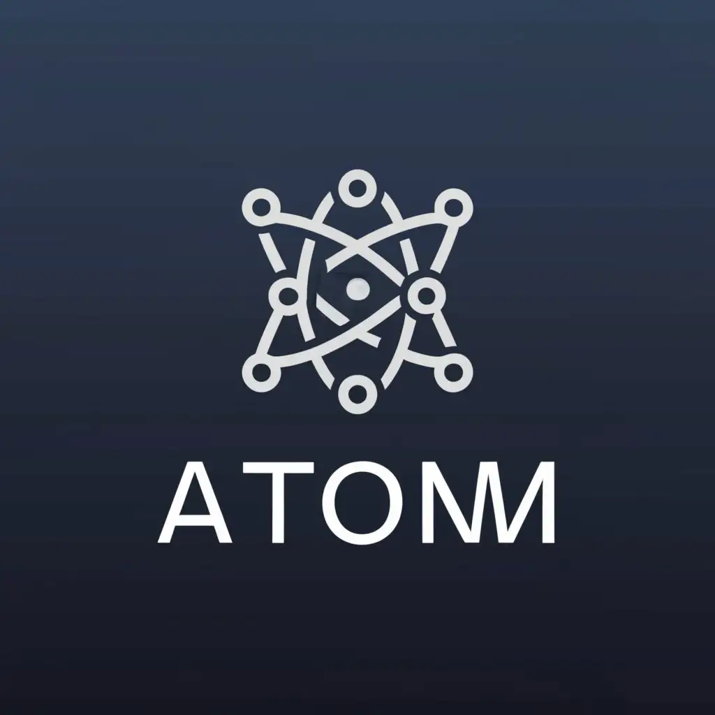 a logo design,with the text "Atom", main symbol:dlorms,Minimalistic,be used in Technology industry,clear background