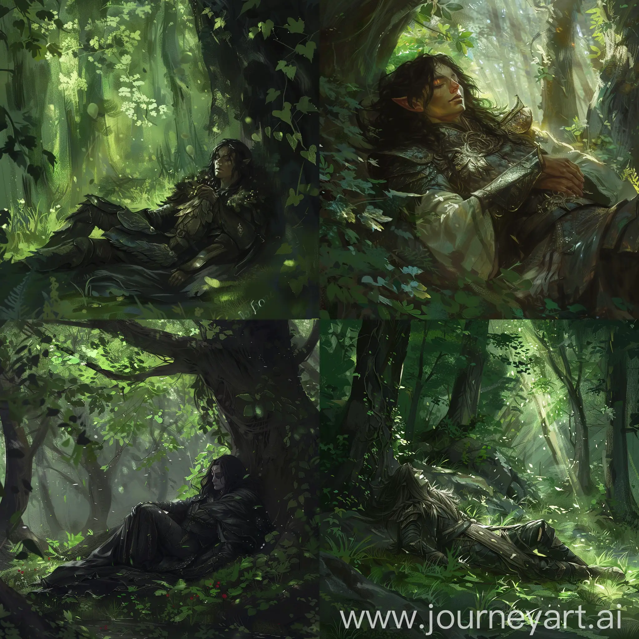 Mystical-Rest-Dark-Fantasy-Paladin-in-Enchanted-Forest
