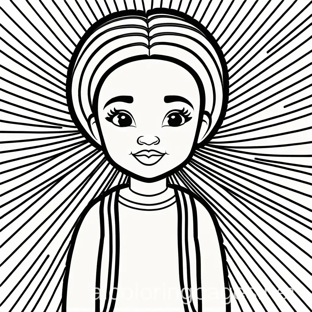 Black Children, Coloring Page, black and white, line art, white background, Simplicity, Ample White Space. The background of the coloring page is plain white to make it easy for young children to color within the lines. The outlines of all the subjects are easy to distinguish, making it simple for kids to color without too much difficulty