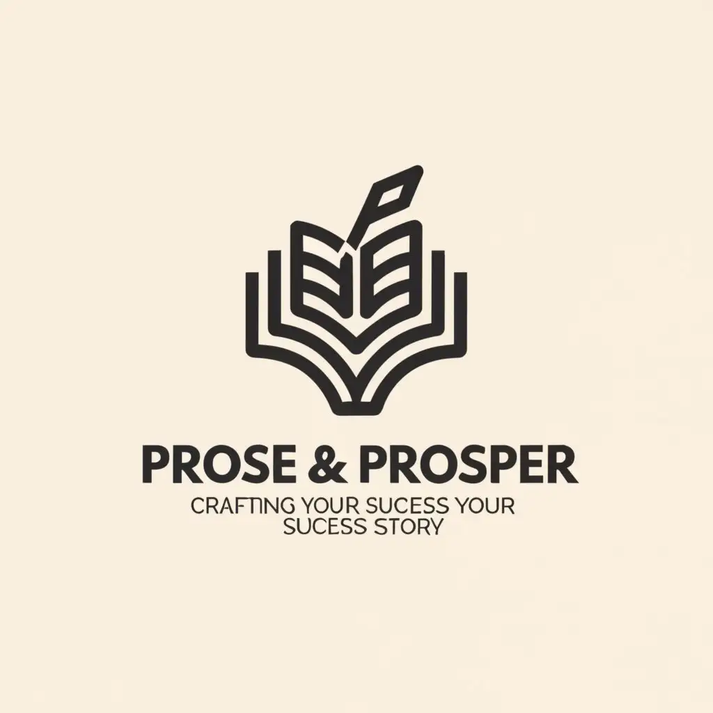 a logo design,with the text "Prose and Prosper: Crafting Your Success Story", main symbol:Open book,Minimalistic,clear background