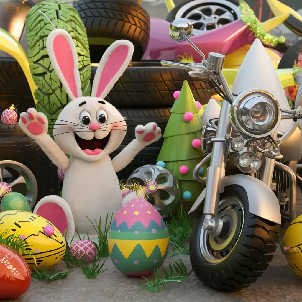 happy easter with car and motorcycle parts