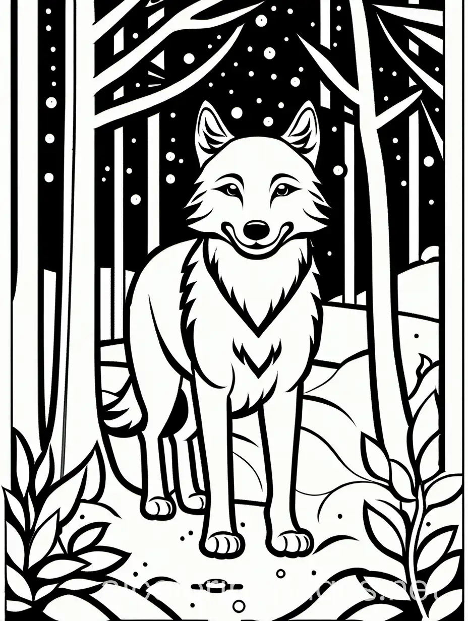Playful-Wolf-Pup-in-Snowy-Forest-Coloring-Page-for-Kids